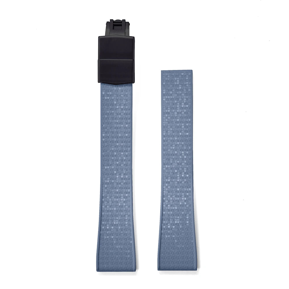 Premium Rubber CTS Mosaic Strap with Quick Release Butterfly Buckle Light Blue Strap Black Buckle