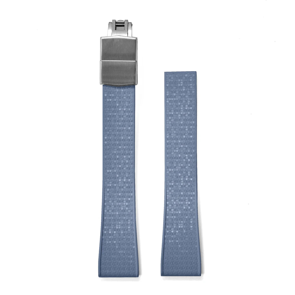 Premium Rubber CTS Mosaic Strap with Quick Release Butterfly Buckle Light Blue Strap Silver Buckle