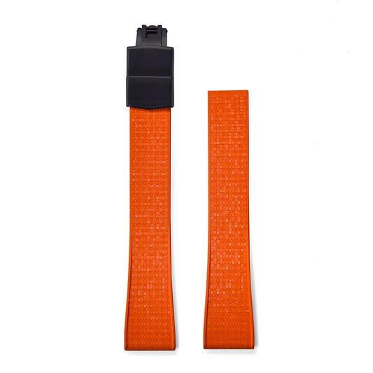 Premium Rubber CTS Mosaic Strap with Quick Release Butterfly Buckle Orange Strap Black Buckle
