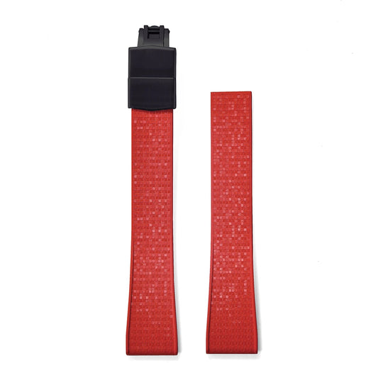 Premium Rubber CTS Mosaic Strap with Quick Release Butterfly Buckle Red Strap Black Buckle