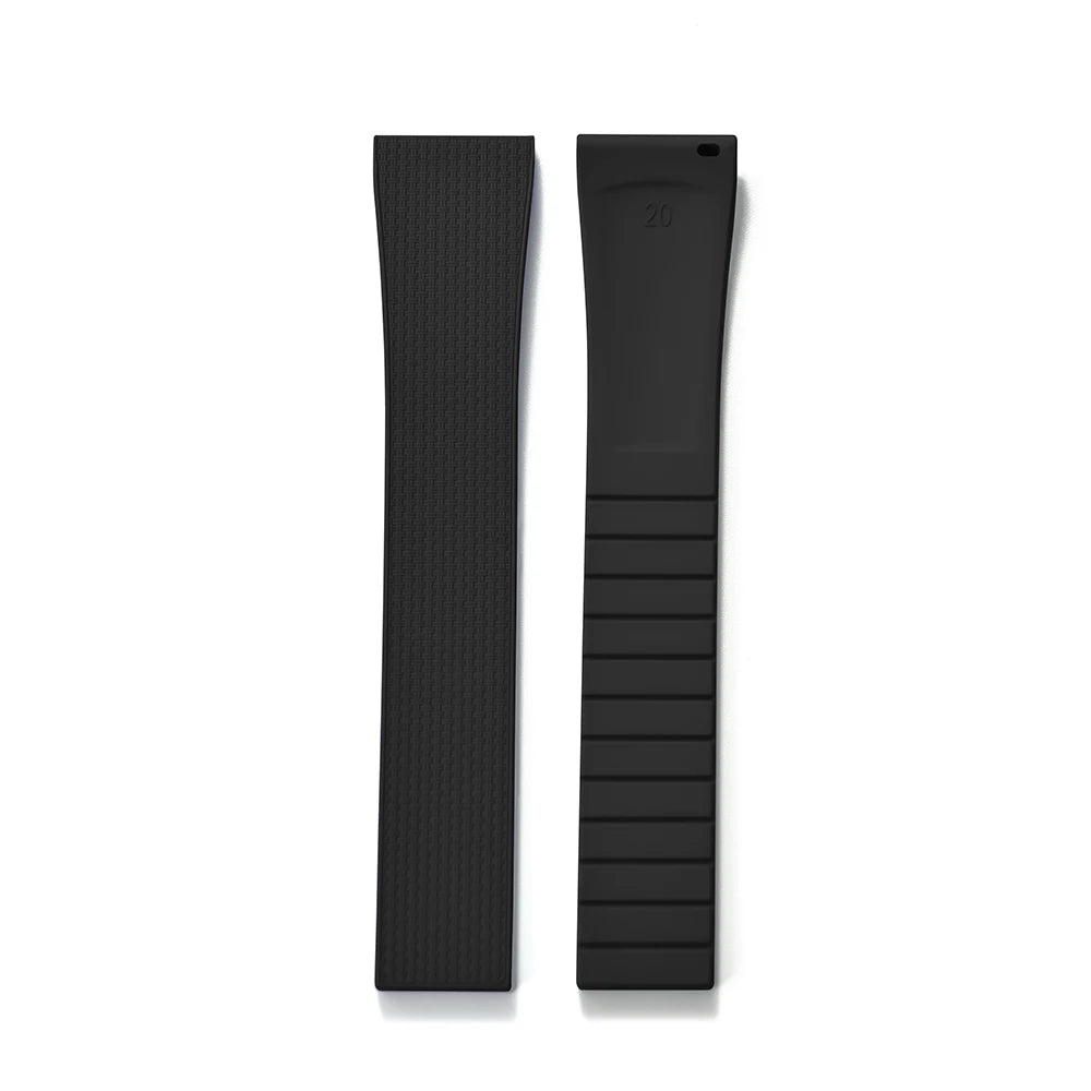Premium Textured Rubber CTS Strap with Quick Release Butterfly Buckle Black