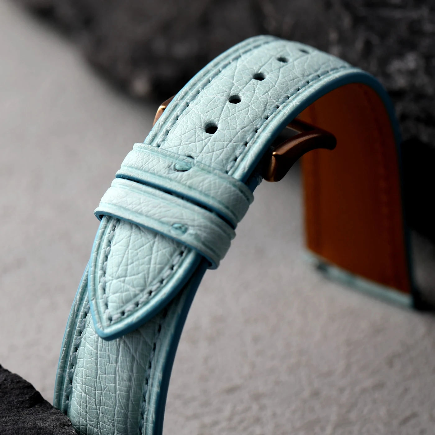 Premium Ostrich Leather Watch Strap with Quick Release Pin Buckle