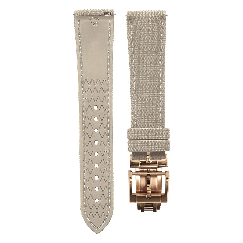 Premium Quality Soft Rubber Strap with White Stitching and Quick Release Butterfly Clasp