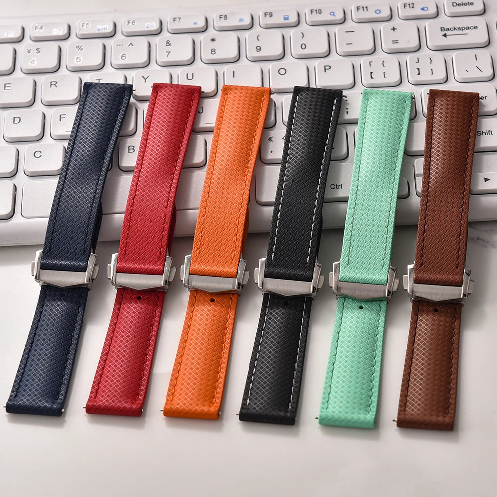 Premium Grade Soft-Textured Rubber Strap with Quick Release Deployment Clasp