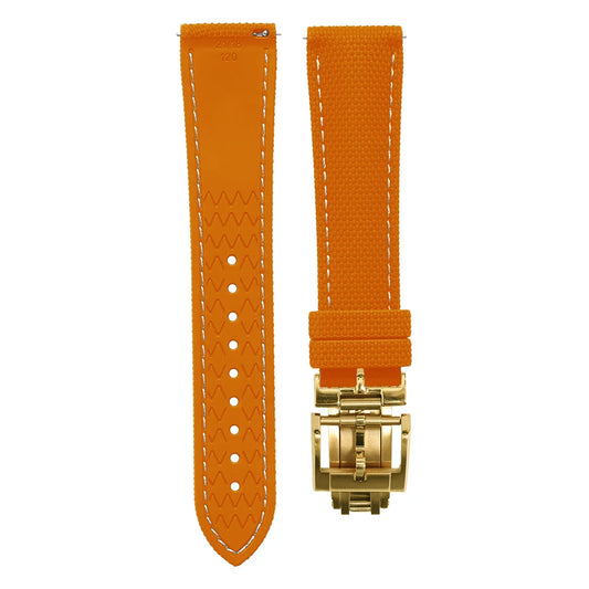 Premium Quality Soft Rubber Strap with White Stitching and Quick Release Butterfly Clasp