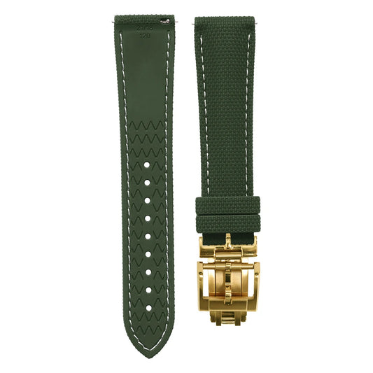 Premium Quality Soft Rubber Strap with White Stitching and Quick Release Butterfly Clasp