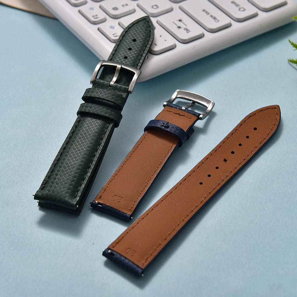 Hybrid FKM Sailcloth Leather and Rubber Strap with Pin Buckle