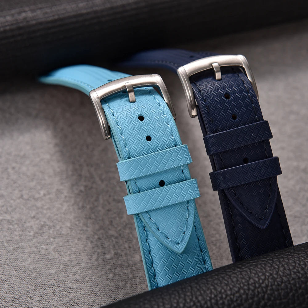 Hybrid FKM Sailcloth Leather and Rubber Strap with Pin Buckle