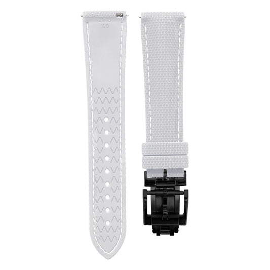 Premium Quality Soft Rubber Strap with White Stitching and Quick Release Butterfly Clasp