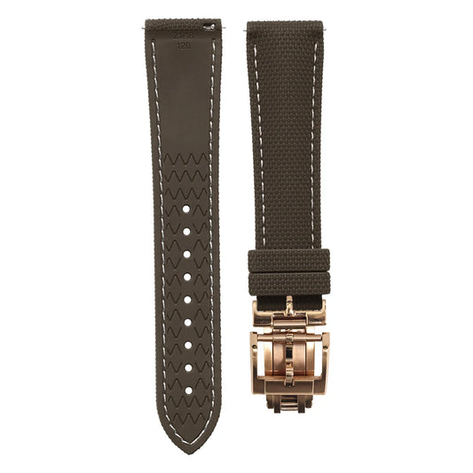 Premium Quality Soft Rubber Strap with White Stitching and Quick Release Butterfly Clasp