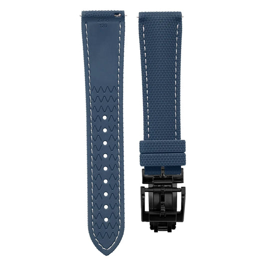 Premium Quality Soft Rubber Strap with White Stitching and Quick Release Butterfly Clasp