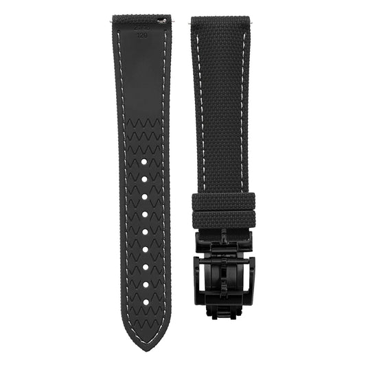 Premium Quality Soft Rubber Strap with White Stitching and Quick Release Butterfly Clasp