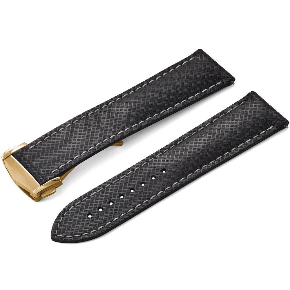 Premium Grade Soft-Textured Rubber Strap with Quick Release Deployment Clasp