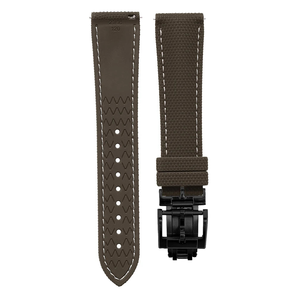 Premium Quality Soft Rubber Strap with White Stitching and Quick Release Butterfly Clasp