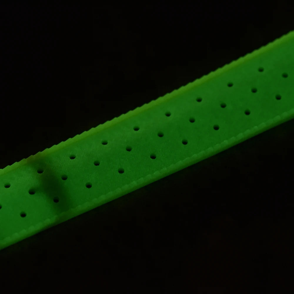 Glow-in-the-Dark Luminous Rubber Watch Strap with Brushed Silver Pin Buckle