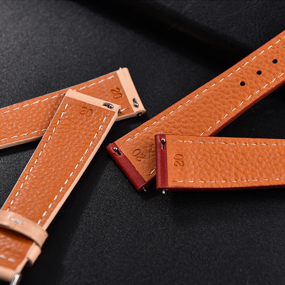 Classic Leather Watch Strap with Quick Release Pin Buckle