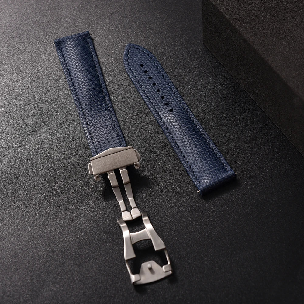 Premium Grade Soft-Textured Rubber Strap with Quick Release Deployment Clasp