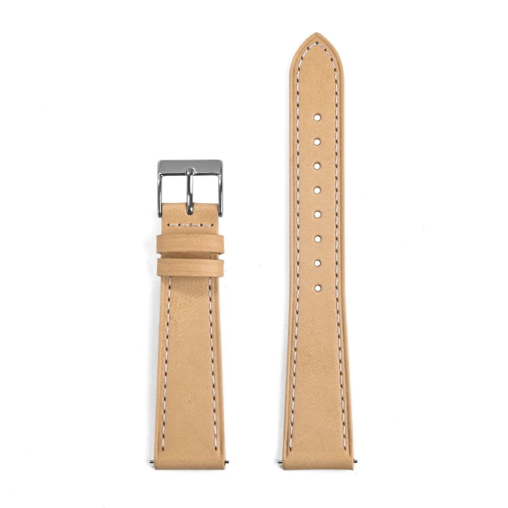 Classic Leather Watch Strap with Quick Release Pin Buckle