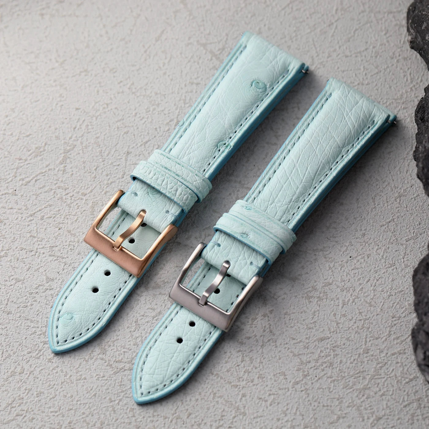 Premium Ostrich Leather Watch Strap with Quick Release Pin Buckle