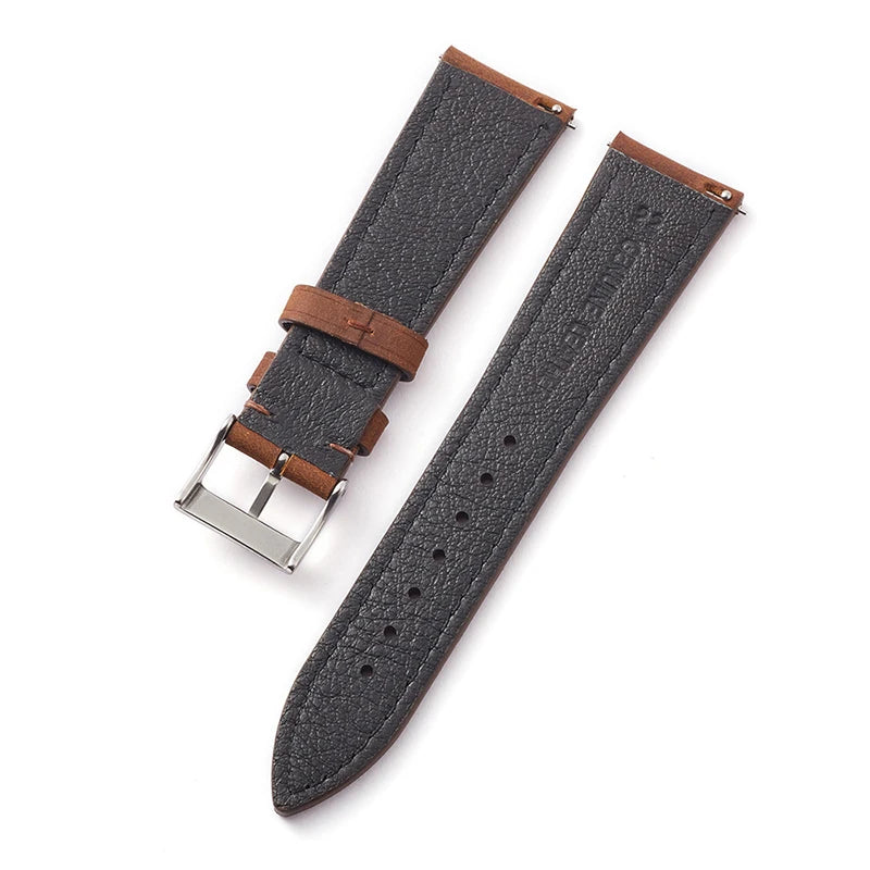Classic Leather Watch Strap with Quick Release and Silver Pin Buckle