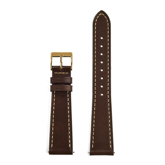 Classic Leather Watch Strap with Quick Release Pin Buckle