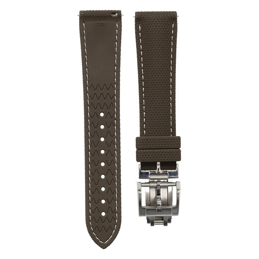 Premium Quality Soft Rubber Strap with White Stitching and Quick Release Butterfly Clasp