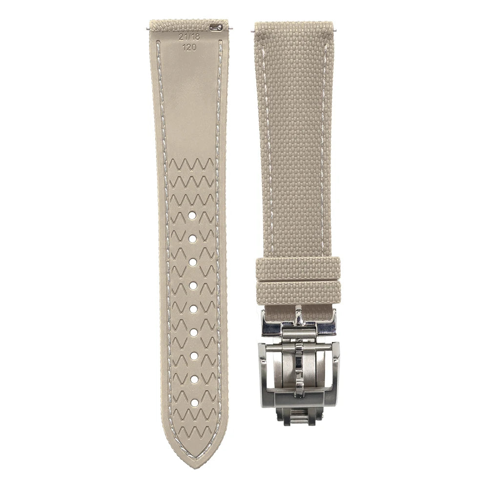 Premium Quality Soft Rubber Strap with White Stitching and Quick Release Butterfly Clasp