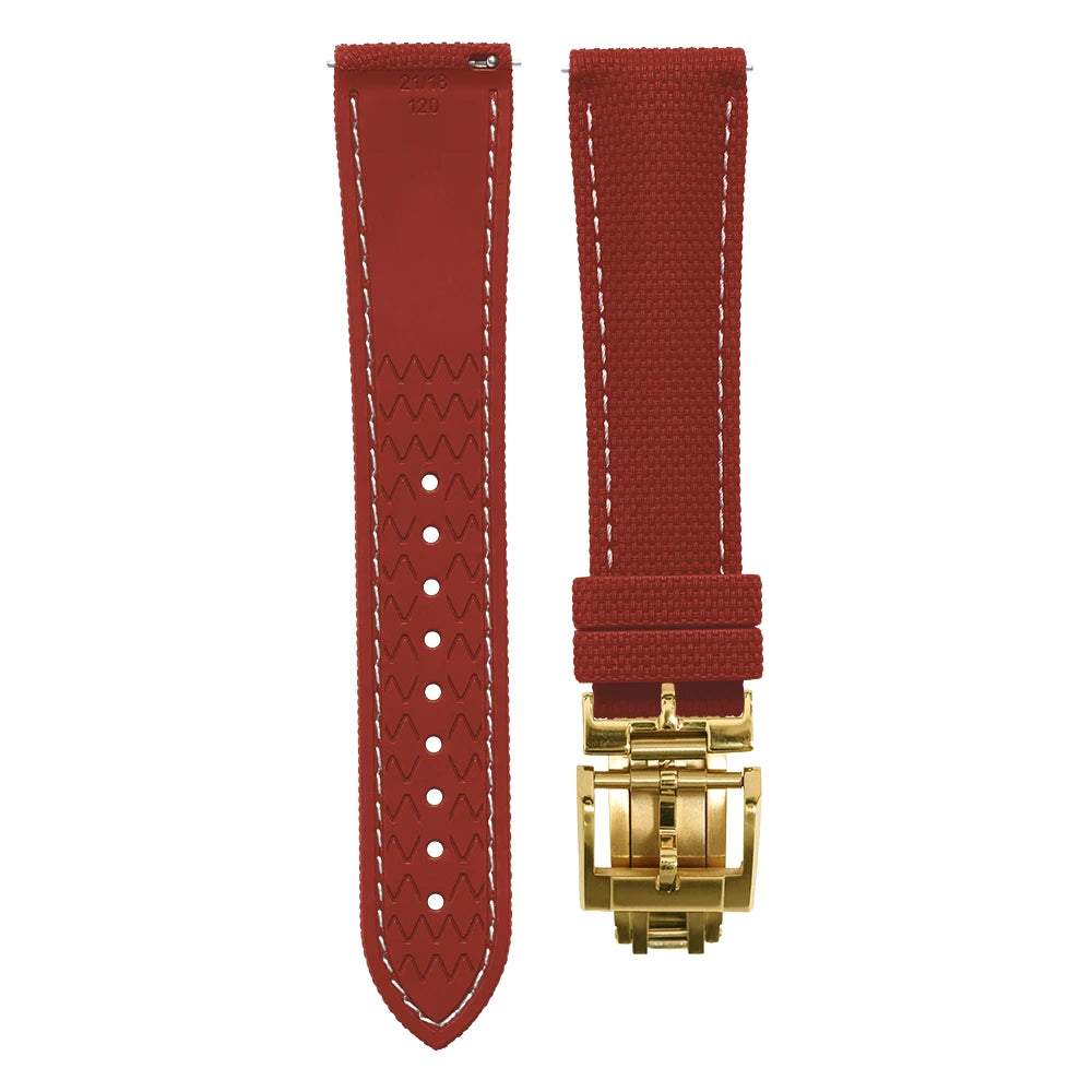 Premium Quality Soft Rubber Strap with White Stitching and Quick Release Butterfly Clasp