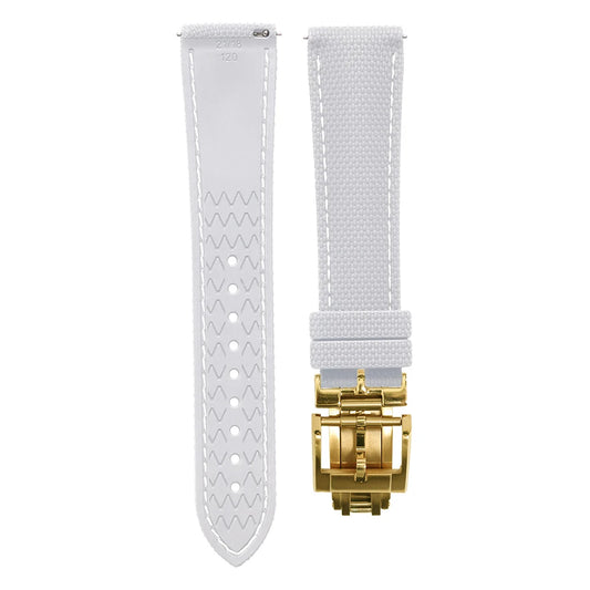 Premium Quality Soft Rubber Strap with White Stitching and Quick Release Butterfly Clasp