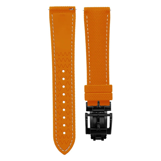Premium Quality Soft Rubber Strap with White Stitching and Quick Release Butterfly Clasp