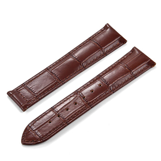 Glossy Crocodile Pattern Leather Strap with Quick Release Deployment Clasp