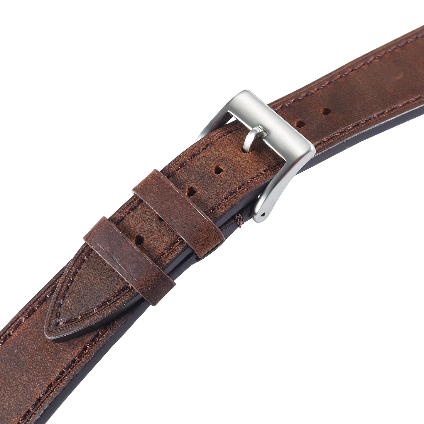 Classic Leather Watch Strap with Quick Release and Silver Pin Buckle