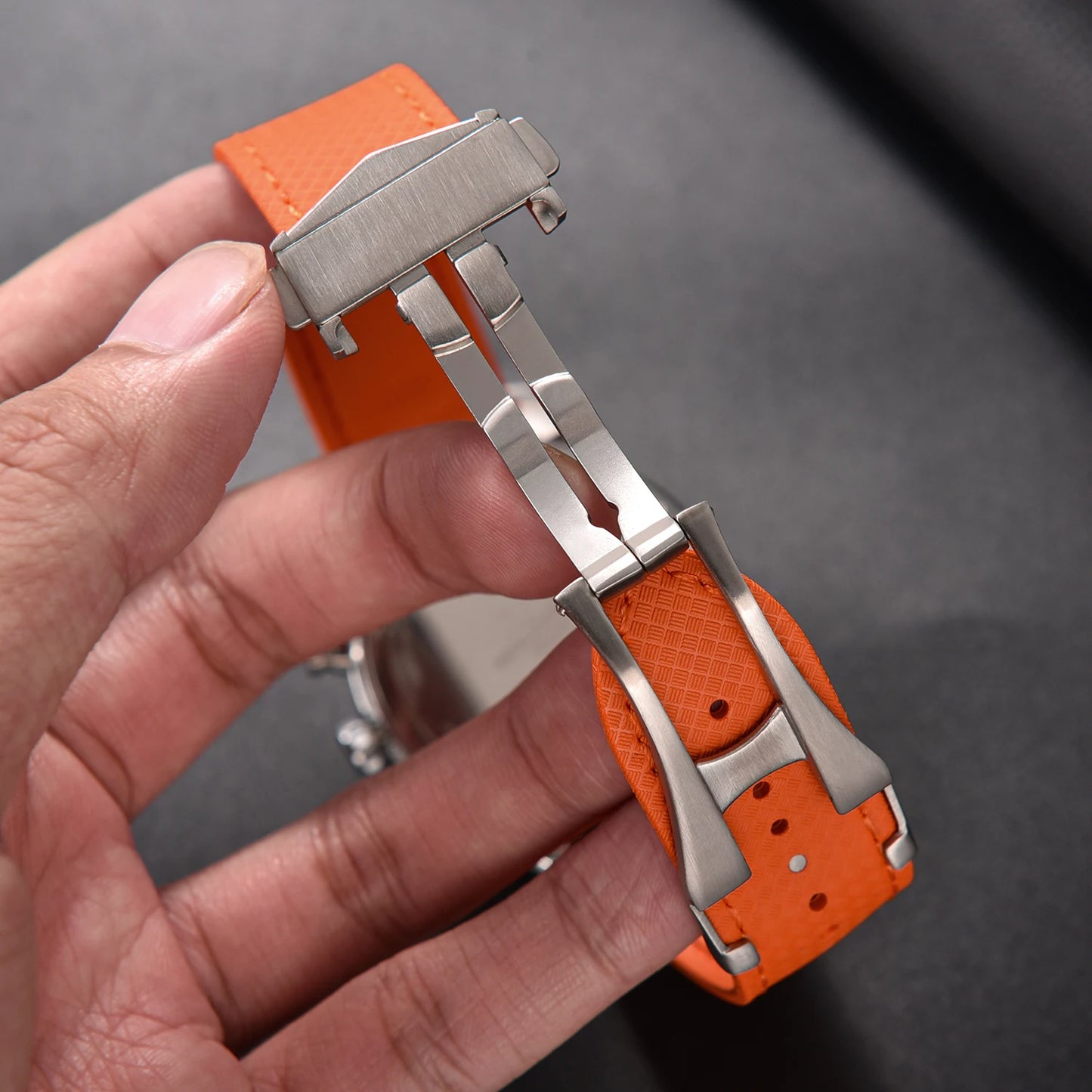 Premium Grade Soft-Textured Rubber Strap with Quick Release Deployment Clasp