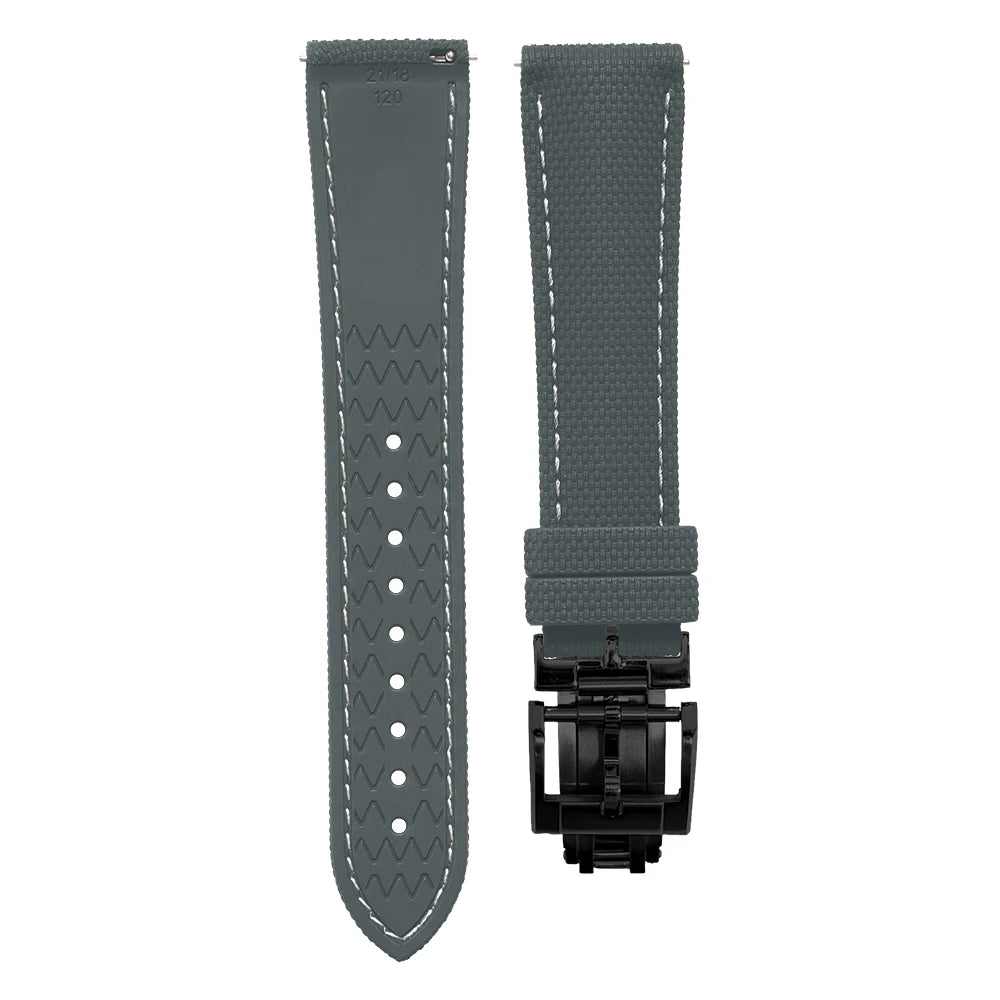 Premium Quality Soft Rubber Strap with White Stitching and Quick Release Butterfly Clasp