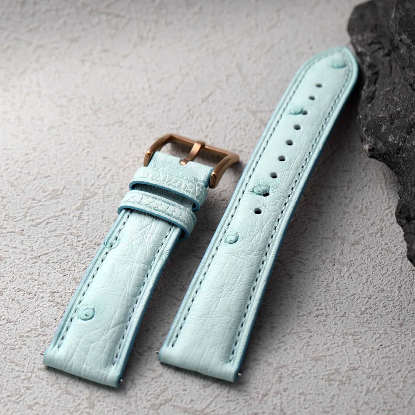 Premium Ostrich Leather Watch Strap with Quick Release Pin Buckle