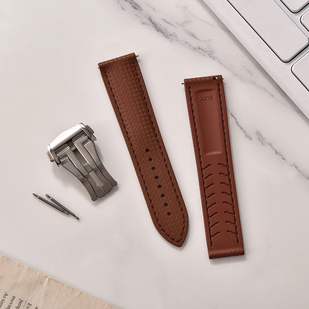 Premium Grade Soft-Textured Rubber Strap with Quick Release Deployment Clasp