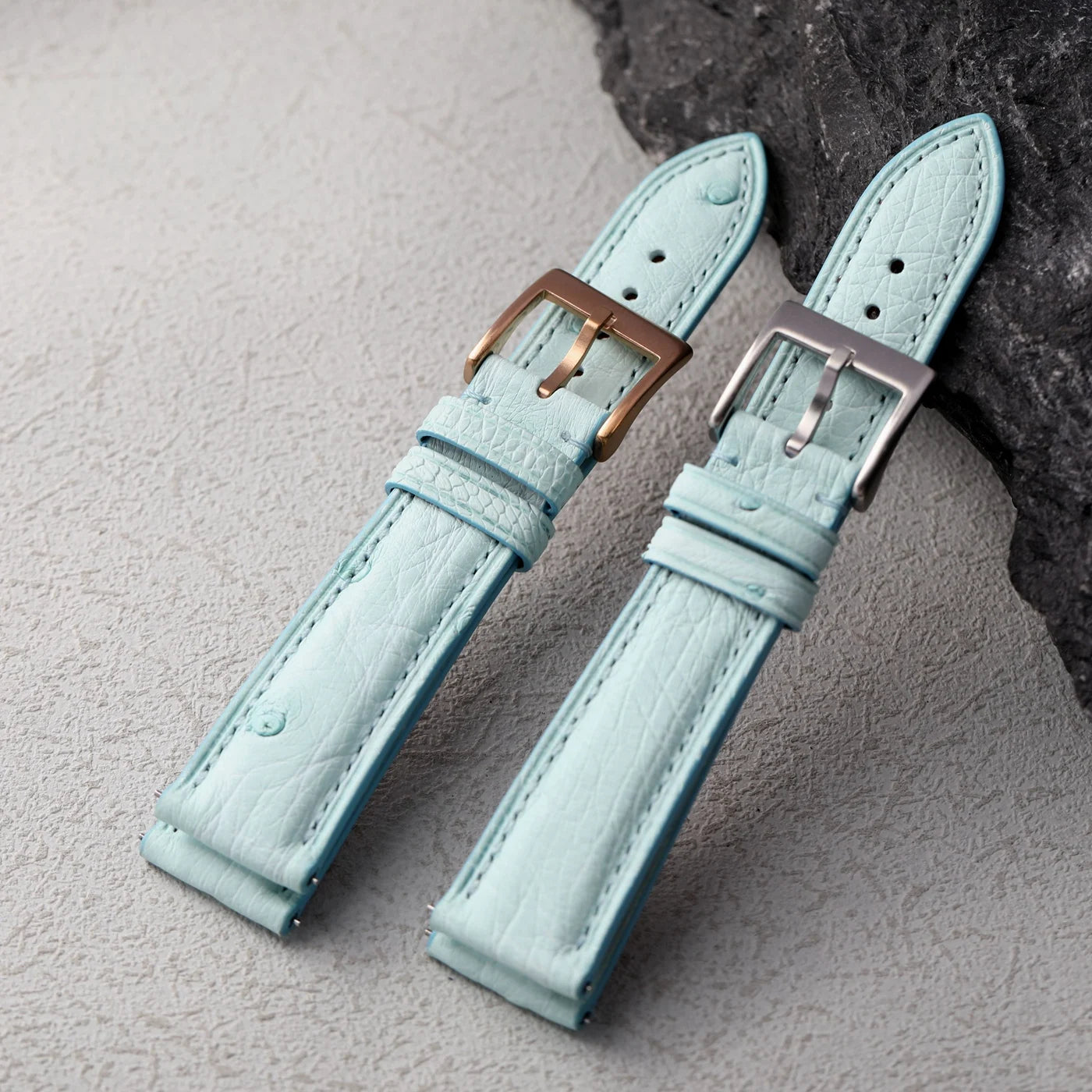 Premium Ostrich Leather Watch Strap with Quick Release Pin Buckle