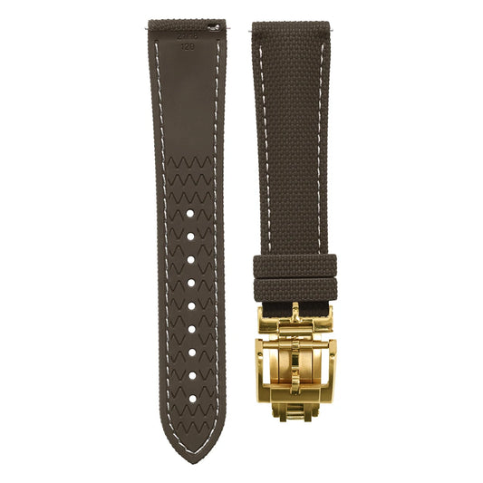 Premium Quality Soft Rubber Strap with White Stitching and Quick Release Butterfly Clasp