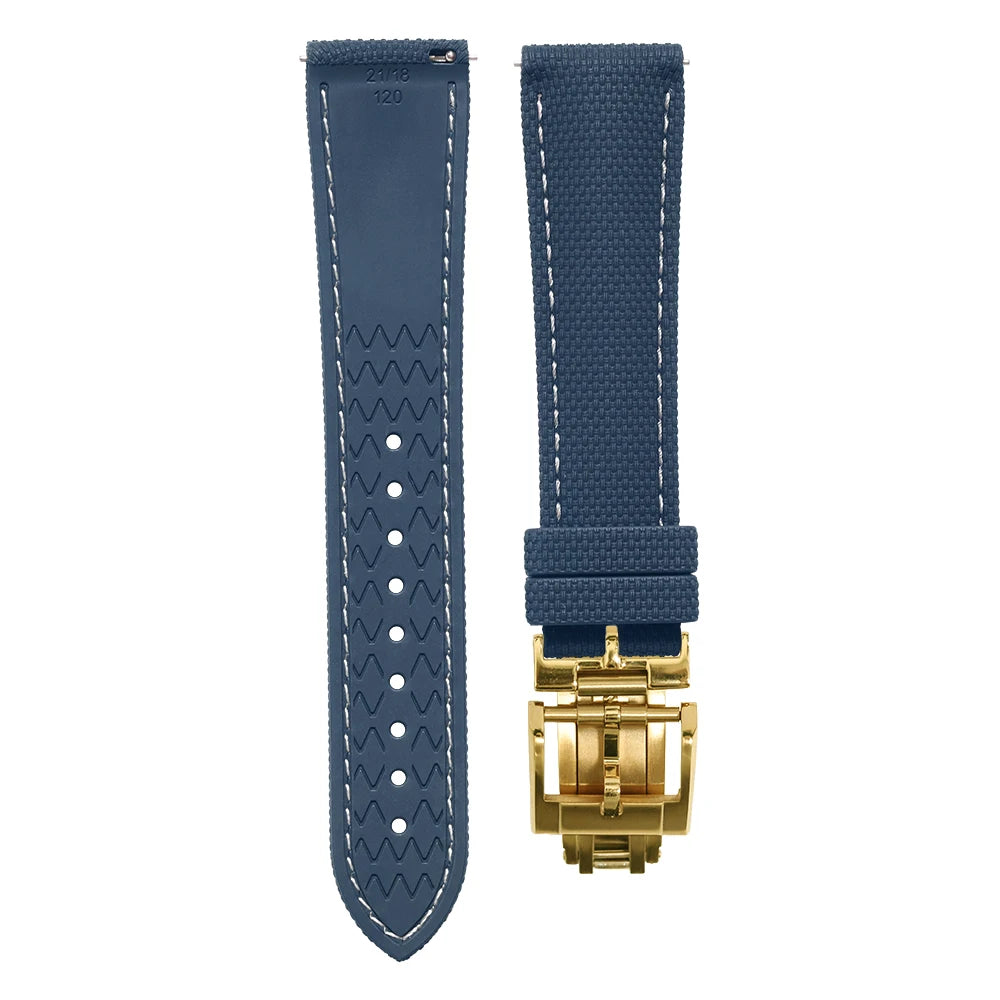 Premium Quality Soft Rubber Strap with White Stitching and Quick Release Butterfly Clasp