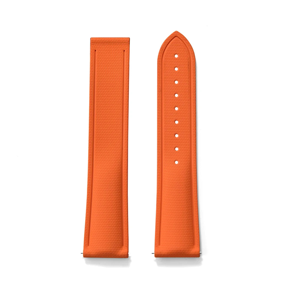 Soft Premium Grade FKM Rubber Strap with Quick Release Deployment Clasp Orange with No Clasp