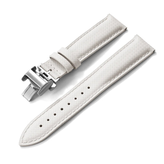 White FKM Sailcloth-Style Quick Release Rubber Strap with Silver Deployment Clasp